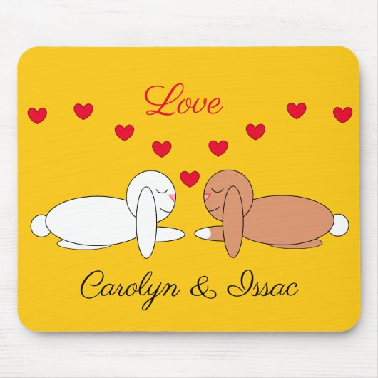 Glückliche, liebende Kaninchen: Gelb Mousepad (Vorne)