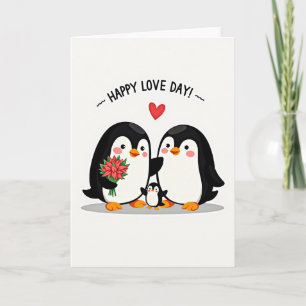 Glückliche Liebestag Pinguin Familienkarte Karte