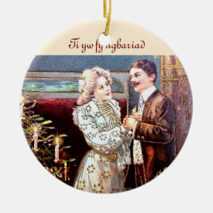 Glückliche Liebhaber-Weihnachtsverzierung Keramik Ornament