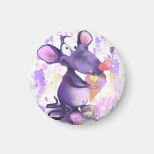 Glückliche Lila Maus Isst Eis Magnet