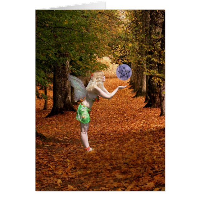 Glückliche Mabon heidnische Feen-Karte (Vorne)