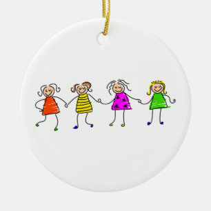Glückliche Mädchen Keramikornament