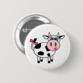 Glückliche Mädchen-Kuh Button (Vorne & Hinten)
