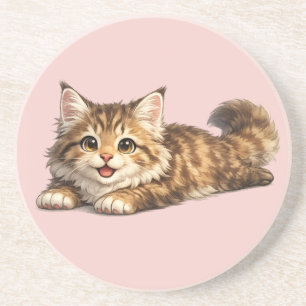 Glückliche Maine Coon Katze Cozy Positive Vibes De Getränkeuntersetzer