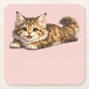 Glückliche Maine Coon Katze Cozy Positive Vibes De Rechteckiger Pappuntersetzer