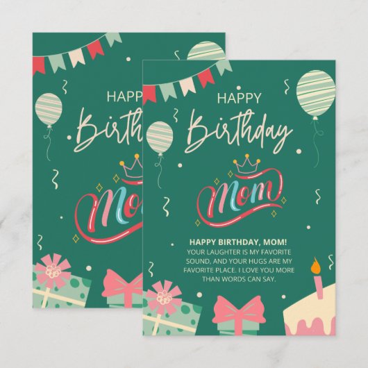 Glückliche Mama am Geburtstag - Herzliche Botschaf (Vorne/Hinten)