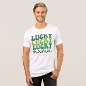 Glückliche Mama Retro St. Patrick's Day Tri-Blend Shirt (Vorderseite voll)