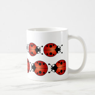 Glückliche Marienkäfer-rotes orange Schwarzes de Kaffeetasse