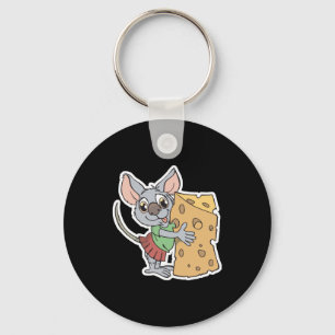 glückliche Maus mit Käse Schlüsselanhänger