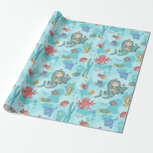 Glückliche Meerjungfrau Geschenkpapier