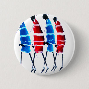 Glückliche Menschen Maasai-Krieger Walking Art Pri Button