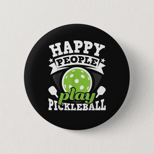 Glückliche Menschen spielen Pickleball - Paddlebal Button (Vorderseite)