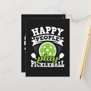 Glückliche Menschen spielen Pickleball - Paddlebal Feiertagspostkarte