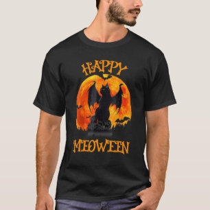 Glückliche Meoween Hexen Katzen Halloween Tier Hau T-Shirt