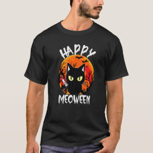 Glückliche Meoween Hexen Katzen Halloween Tier Hau T-Shirt