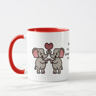 Glückliche minimalistische Elefanten mit einem Her Tasse