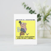 Glückliche Mitarbeiter hören auf zu denken Postkarte (Stehend Vorderseite)