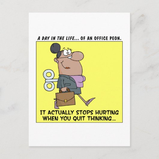 Glückliche Mitarbeiter hören auf zu denken Postkarte (Vorderseite)