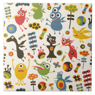 Glückliche Monster Fliese