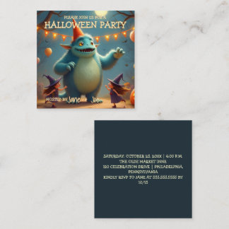 Glückliche Monster-Halloween-Party für Kinder Mitteilungskarte