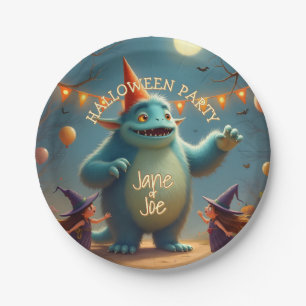 Glückliche Monster-Halloween-Party für Kinder Pappteller