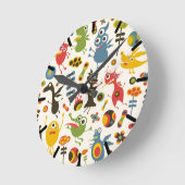 Glückliche Monster Runde Wanduhr (Winkel)