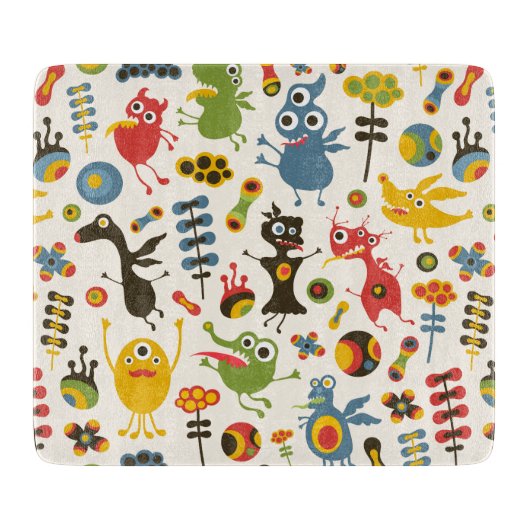 Glückliche Monster Schneidebrett (Vorderseite)