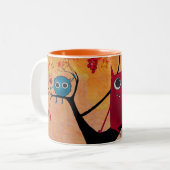 glückliche Monster-Tasse Zweifarbige Tasse (Vorderseite Links)