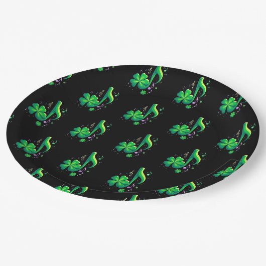 Glückliche Musiknote Pappteller (Schrägansicht)