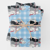 Glückliche Mutter Katze mit drei Kätzchen Kariert Geschenkpapier Set (Beispiel)