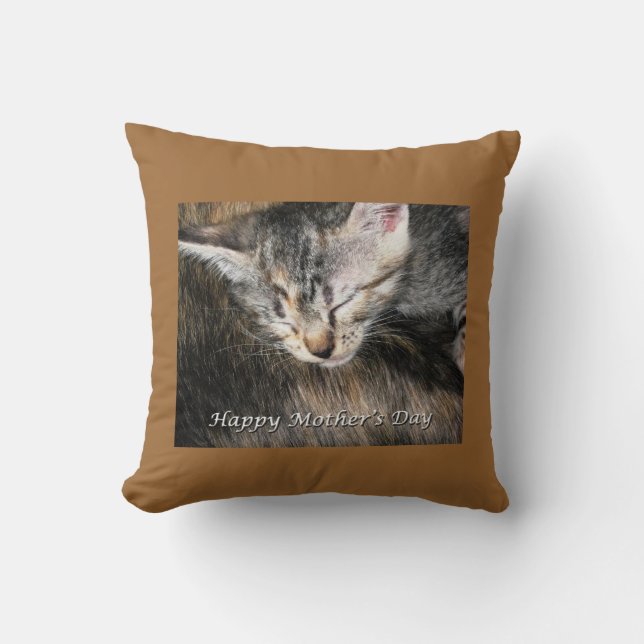 Glückliche Mutter Muttertag Mutter und Kitten Kissen (Vorderseite)