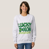 Glückliche Mutter Shamrock Schachbrett St. Patrick Sweatshirt (Vorne ganz)