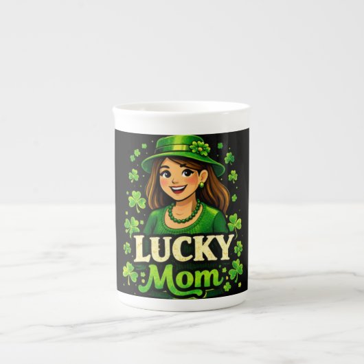 Glückliche Mutter – St. Patrick’s Day Kleeblatt-De Porzellantasse (Vorderseite)