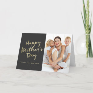 Glückliche Mutter Tag geklappte Fotokarte Schwar Karte