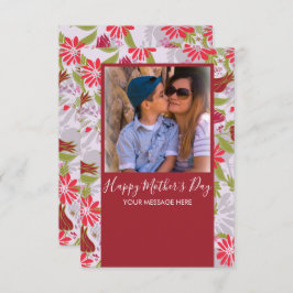 Glückliche Mutter-Tag Hand Ziehe Florals Rote Kart Karte