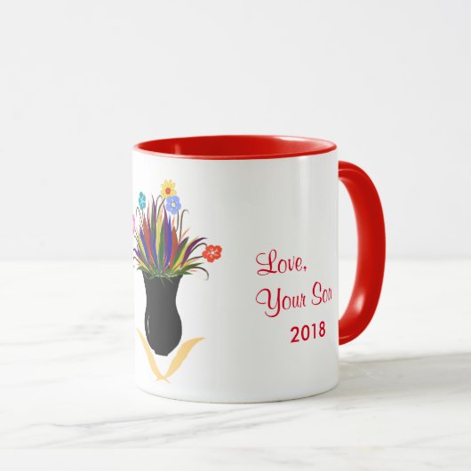 Glückliche Mutter Tag Hübsche Blume personalisiert Tasse (VorderseiteRechts)