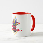 Glückliche Mutter Tag Hübschen Blume Black Vase Tasse (VorderseiteRechts)