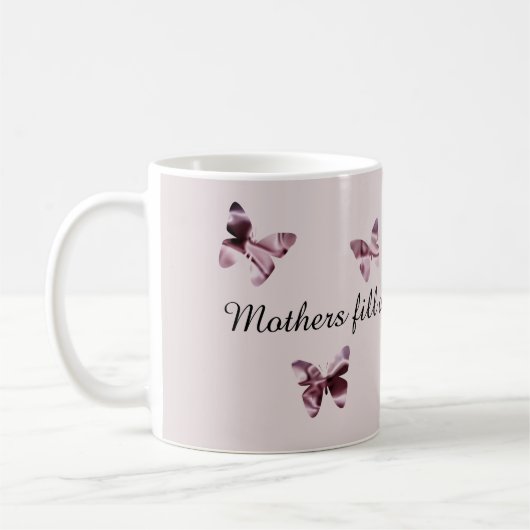 Glückliche Mutter Tag Liebe Pink Satin Butterfly Kaffeetasse (Links)