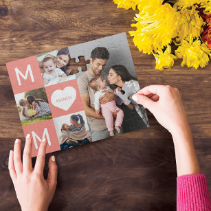 Glückliche Mutter-Tag-Mama, Familienfoto Collage Puzzle