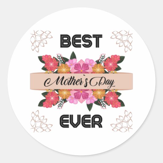 Glückliche Mütter Tag mit Liebe Runder Aufkleber (Vorderseite)