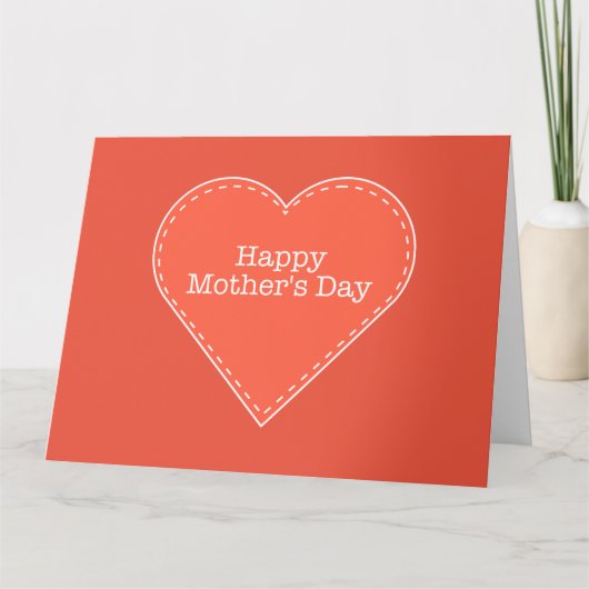 Glückliche Mutter Tag Orange Herz Big Grußkarte Karte (Vorderseite)