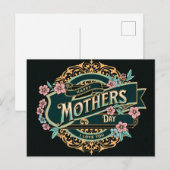 Glückliche Mutter-Tag Schwarz-Gold-Blumen-Blume Postkarte (Vorne/Hinten)