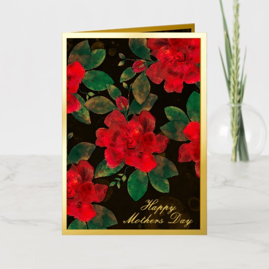 Glückliche Mutter Tag Vintage Black Gold Rote Rose (Vorderseite)