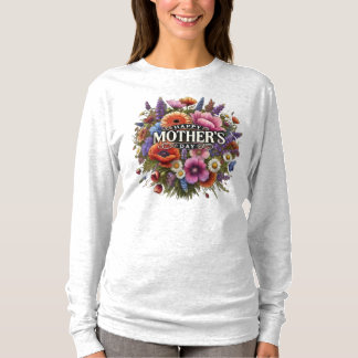 "Glückliche Mutter Tag Wildblume Langschläfchen T  T-Shirt