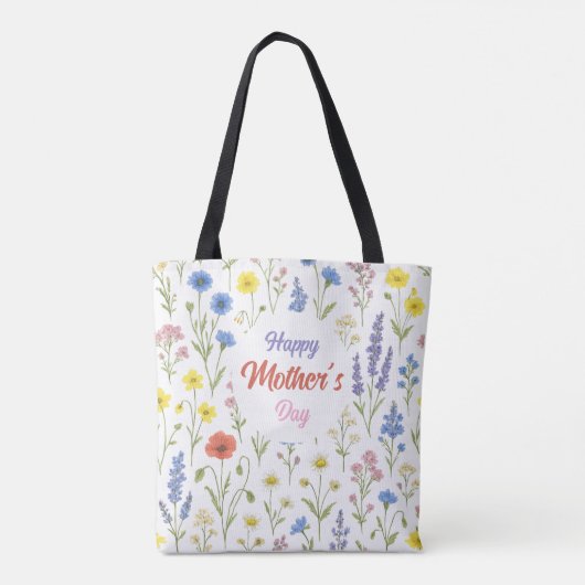 Glückliche Mutter Tag Wildblume Tote Tasche (Rückseite)