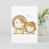 Glückliche Mutter und Tochter Cartoon Niedlich Einladung (Stehend Vorderseite)