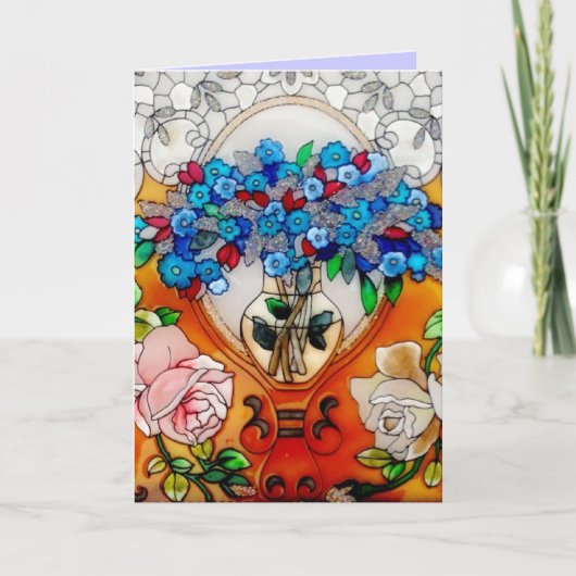 Glückliche Muttertag festgehaltene Blume aus Glas  Karte (Vorderseite)