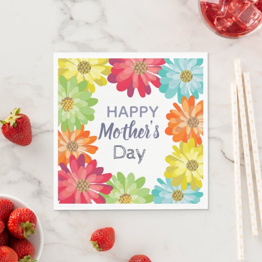 Glückliche Muttertag Frühling bunten Blume Serviette (Beispiel)