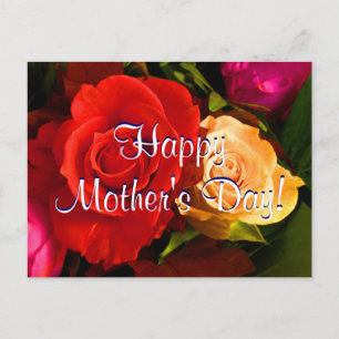 Glückliche Muttertag Rote Gelbe Rosen Postkarte