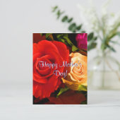 Glückliche Muttertag Rote Gelbe Rosen Postkarte (Stehend Vorderseite)